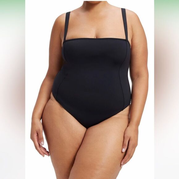 GOOD AMERICAN Black Corset One Piece Swimsuit Sculpt Lace Up Back Size 2X 5 New - Picture 11 of 12